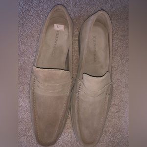 Bruno Magli taupe suede loafers